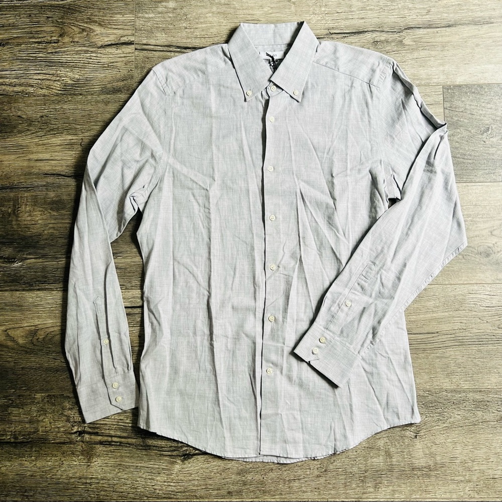 NWT Reiss, Rapter Slim Fit Long-Sleeve Buttondown, Soft Grey, Large